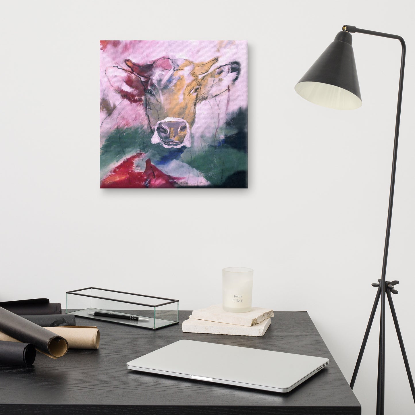 Animal canvas print - Innsbruck cow "Berta" in a frenzy of colour